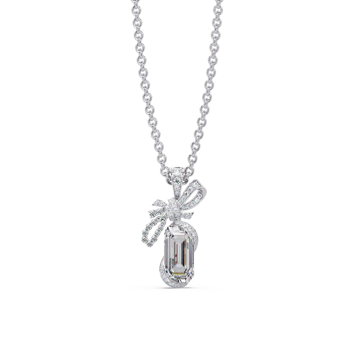 Couture Bow Ribbon Chain Pendant - Origine Diamonds lab-grown diamond jewellery