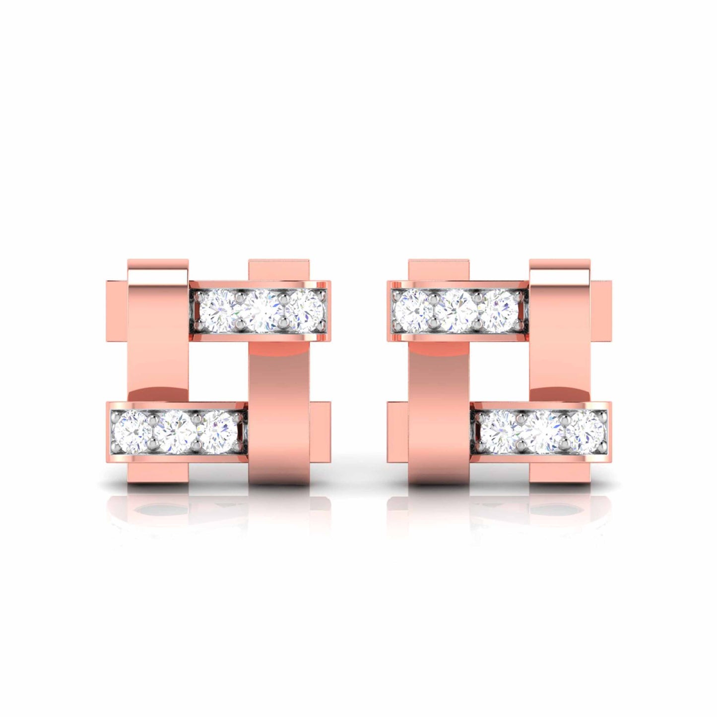 Geometric Link Diamond Earrings
