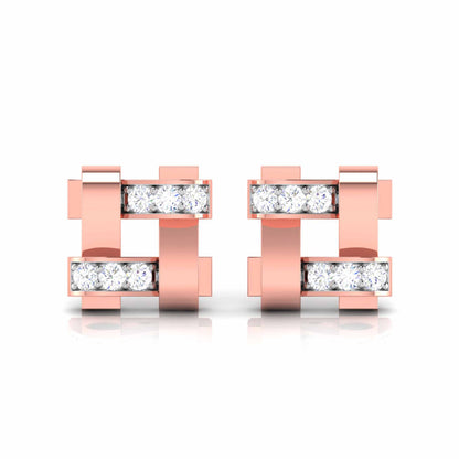 Geometric Link Diamond Earrings