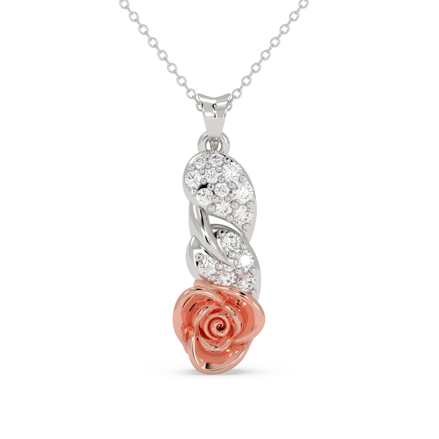Rose & Leaf Diamond Pendant