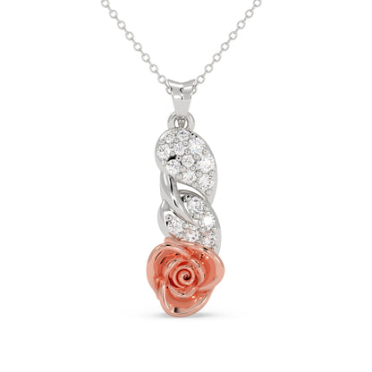 Rose & Leaf Diamond Pendant