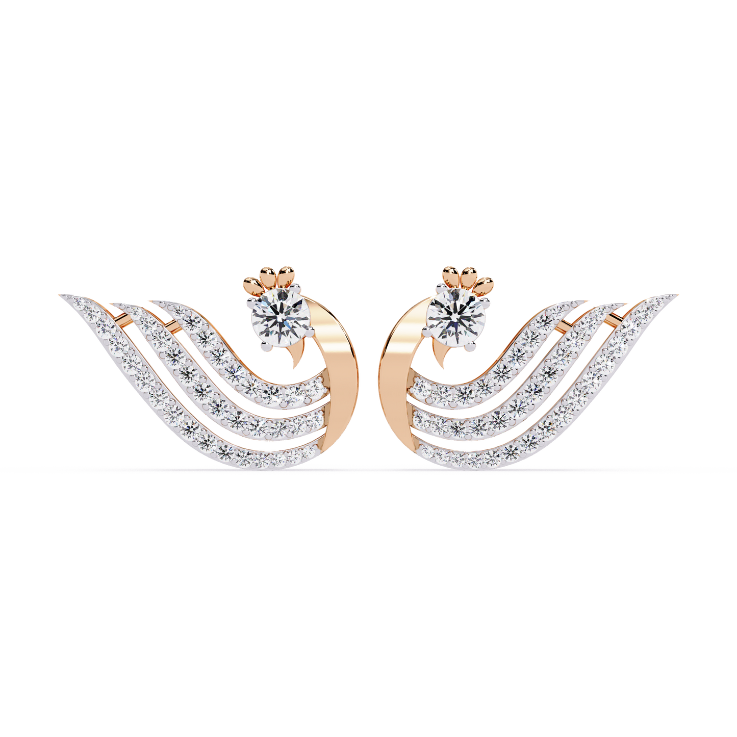 Peacock Feather Diamond Earrings