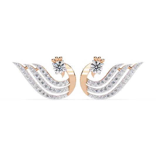 Peacock Feather Diamond Earrings