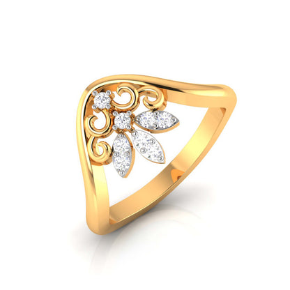 Chevron Leaf Cluster Ring