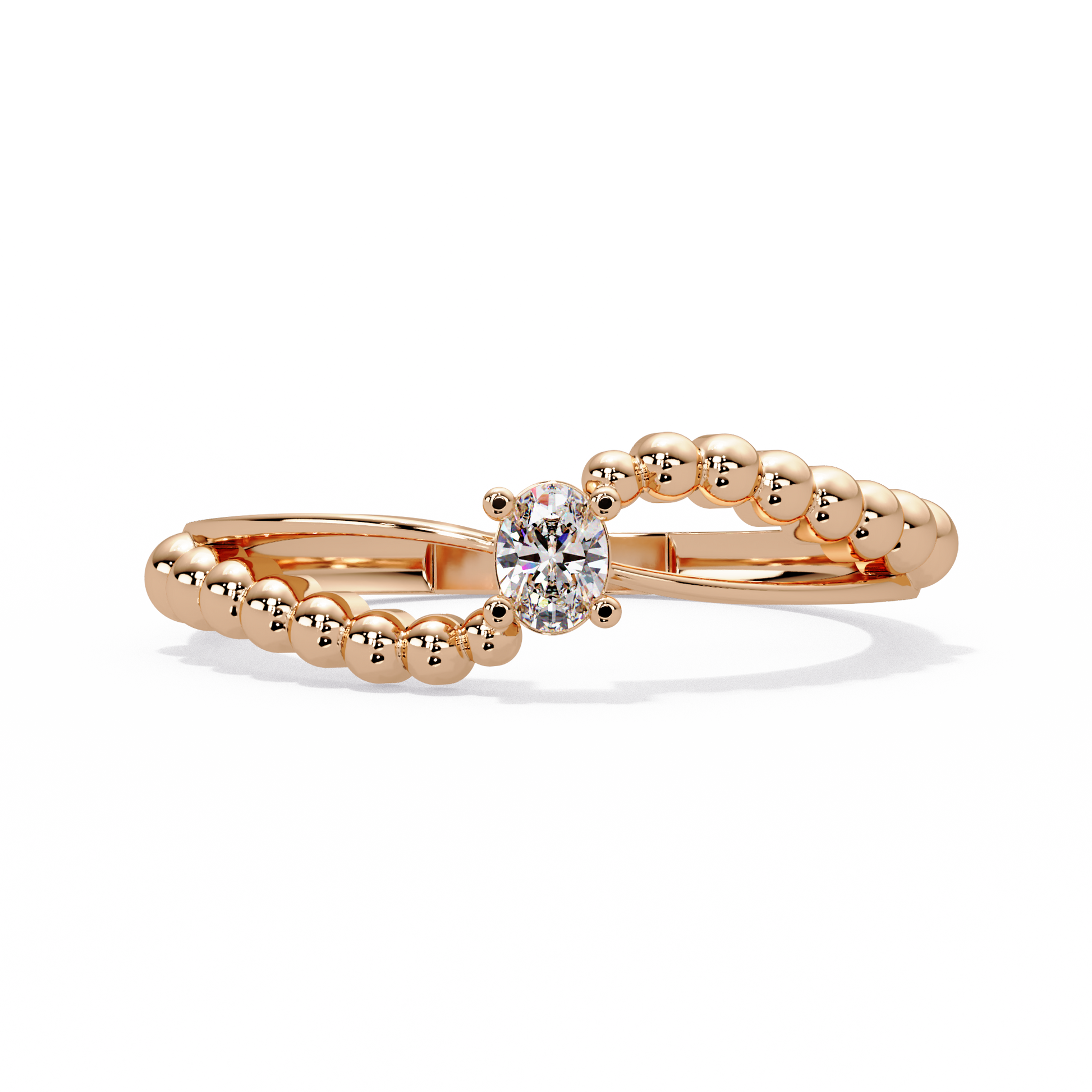 Beaded Bypass Solitaire Ring - Origine Diamonds lab-grown diamond jewellery