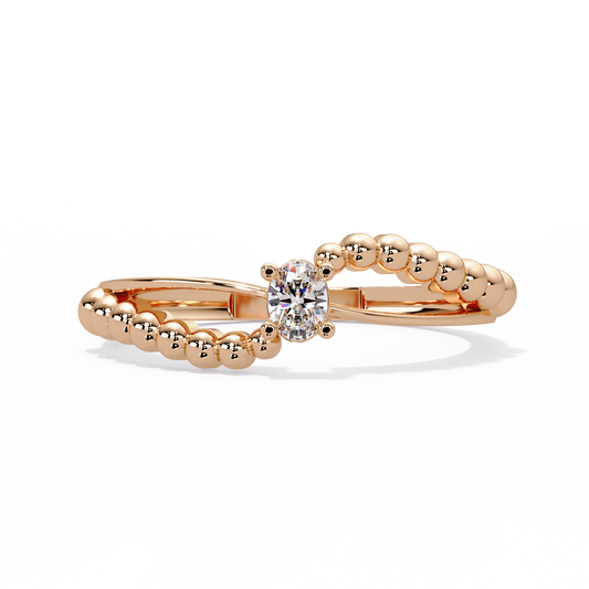 Beaded Bypass Solitaire Ring - Origine Diamonds lab-grown diamond jewellery
