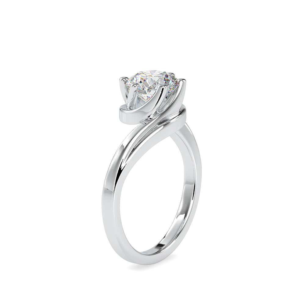 Twisted Leaf Solitaire Ring