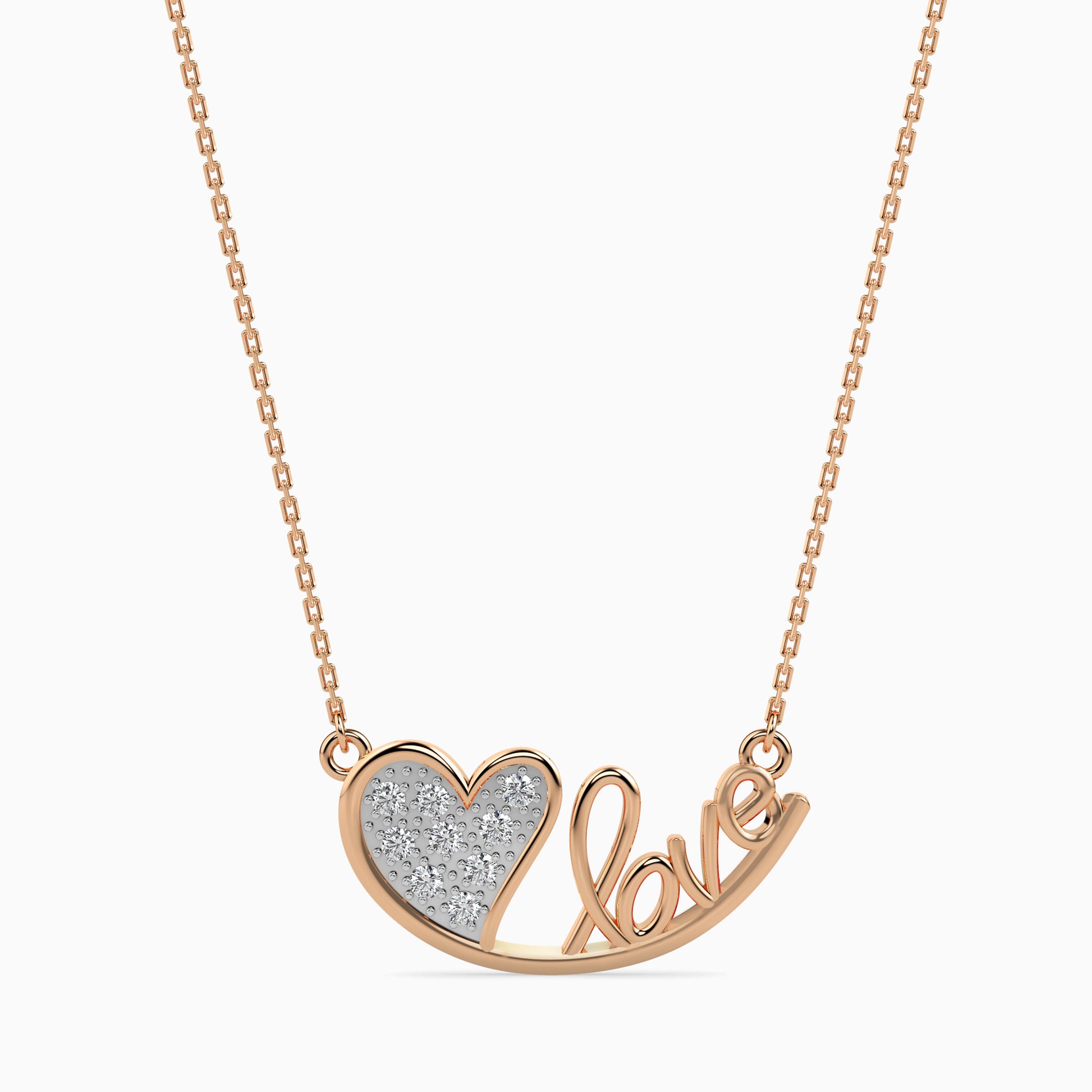 Heart & Love Script Necklace - Origine Diamonds lab-grown diamond jewellery