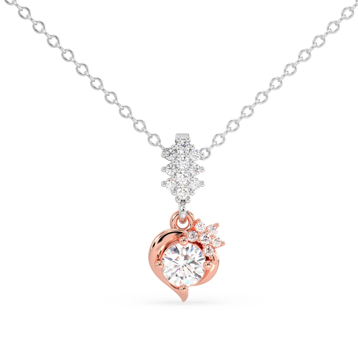 Floral Heart Solitaire Pendant