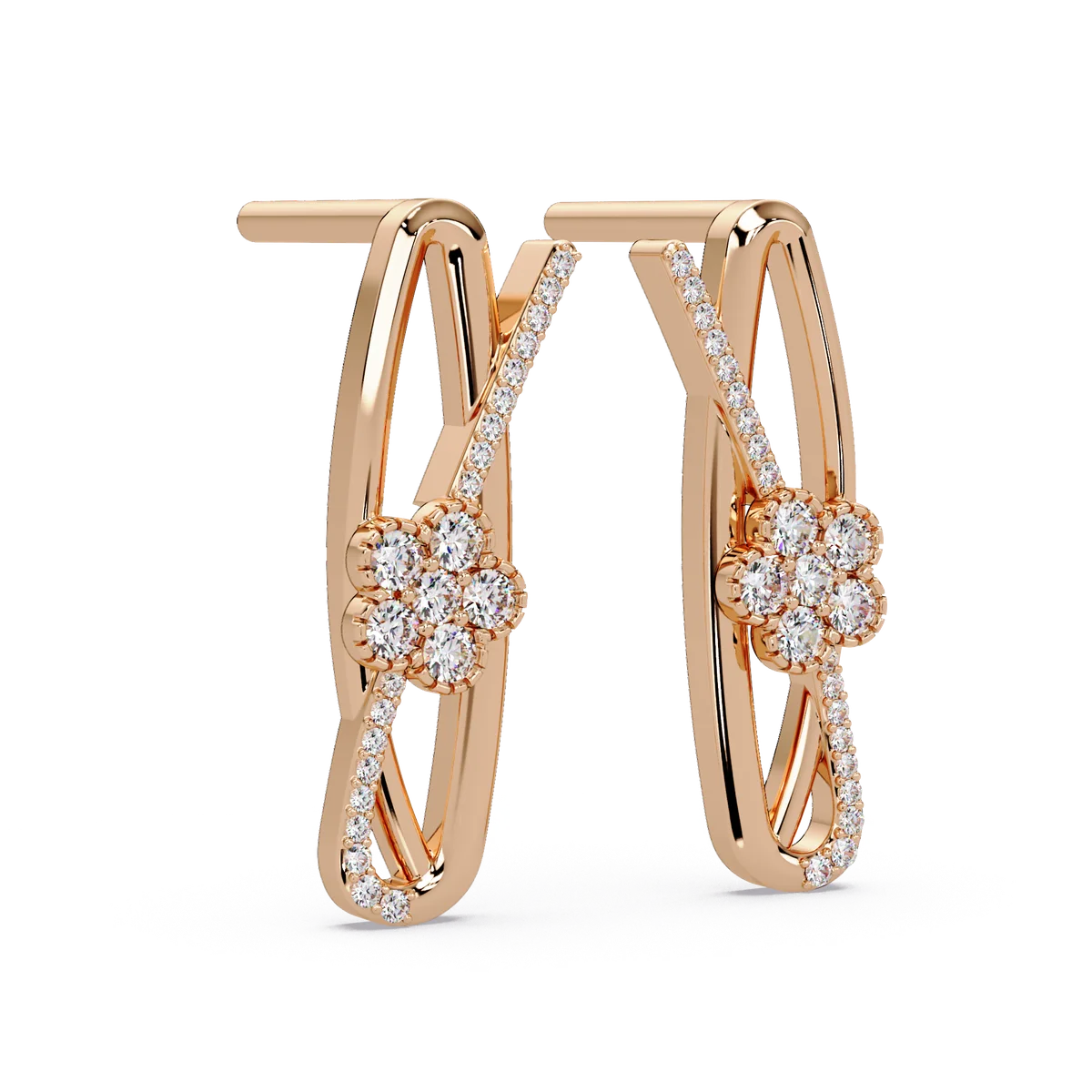 Spiralling Ribbon Solitaire Earrings - Origine Diamonds lab-grown diamond jewellery
