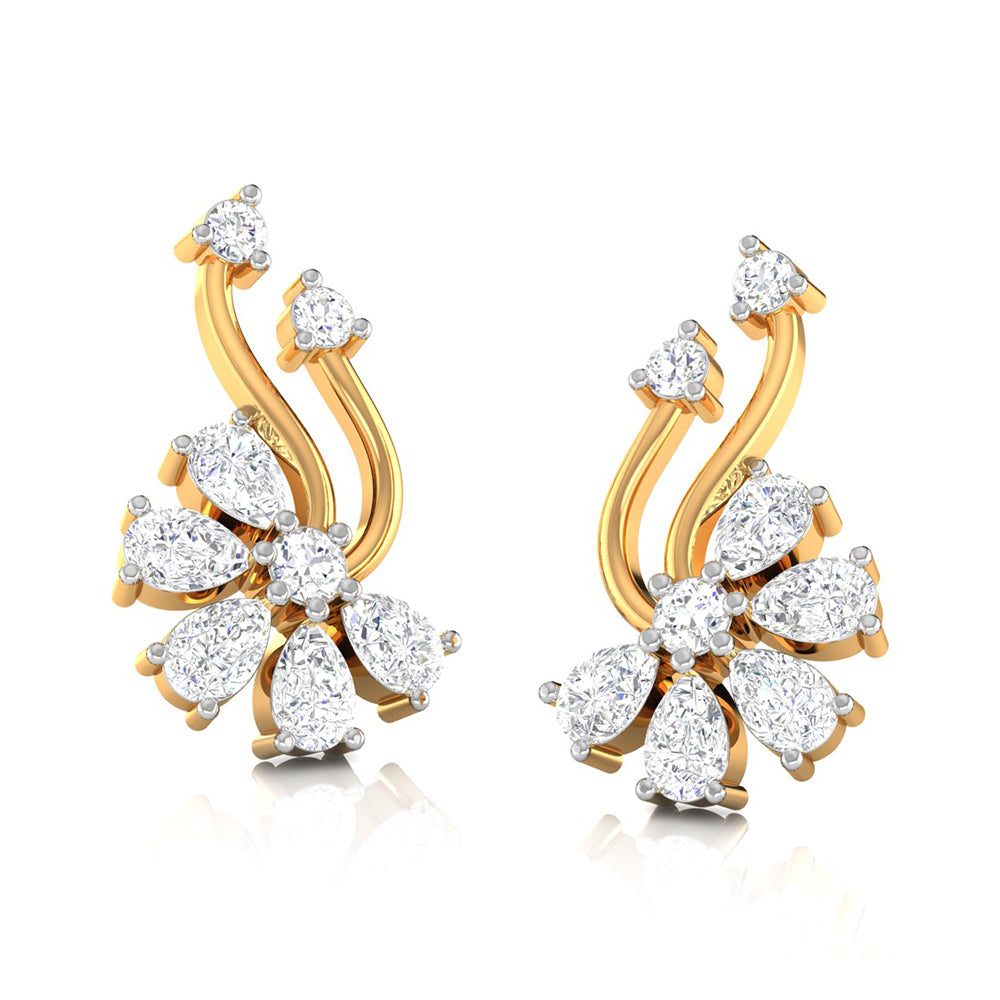 Floral Spray Diamond Earrings
