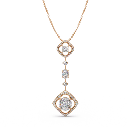 Quatrefoil Cushion Cascade Chain Pendant - Origine Diamonds lab-grown diamond jewellery