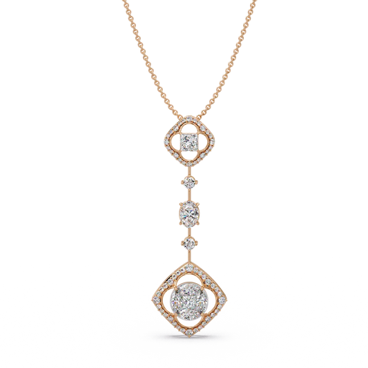 Quatrefoil Cushion Cascade Chain Pendant - Origine Diamonds lab-grown diamond jewellery