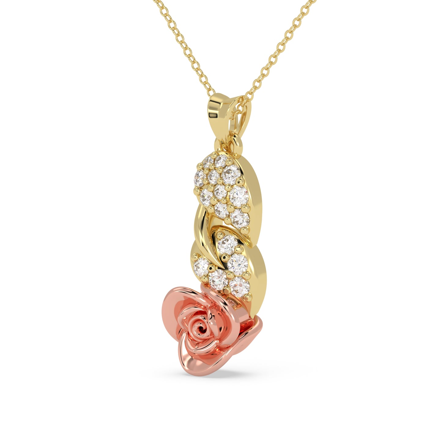Rose & Leaf Diamond Pendant