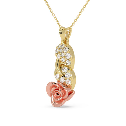 Rose & Leaf Diamond Pendant