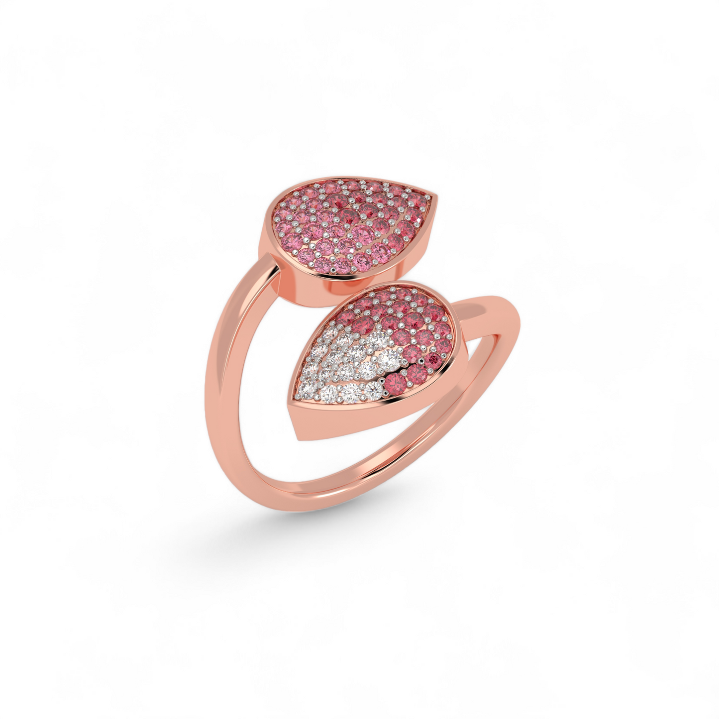 Twin Petal Pink Bypass Ring