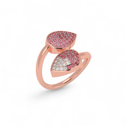 Twin Petal Pink Bypass Ring