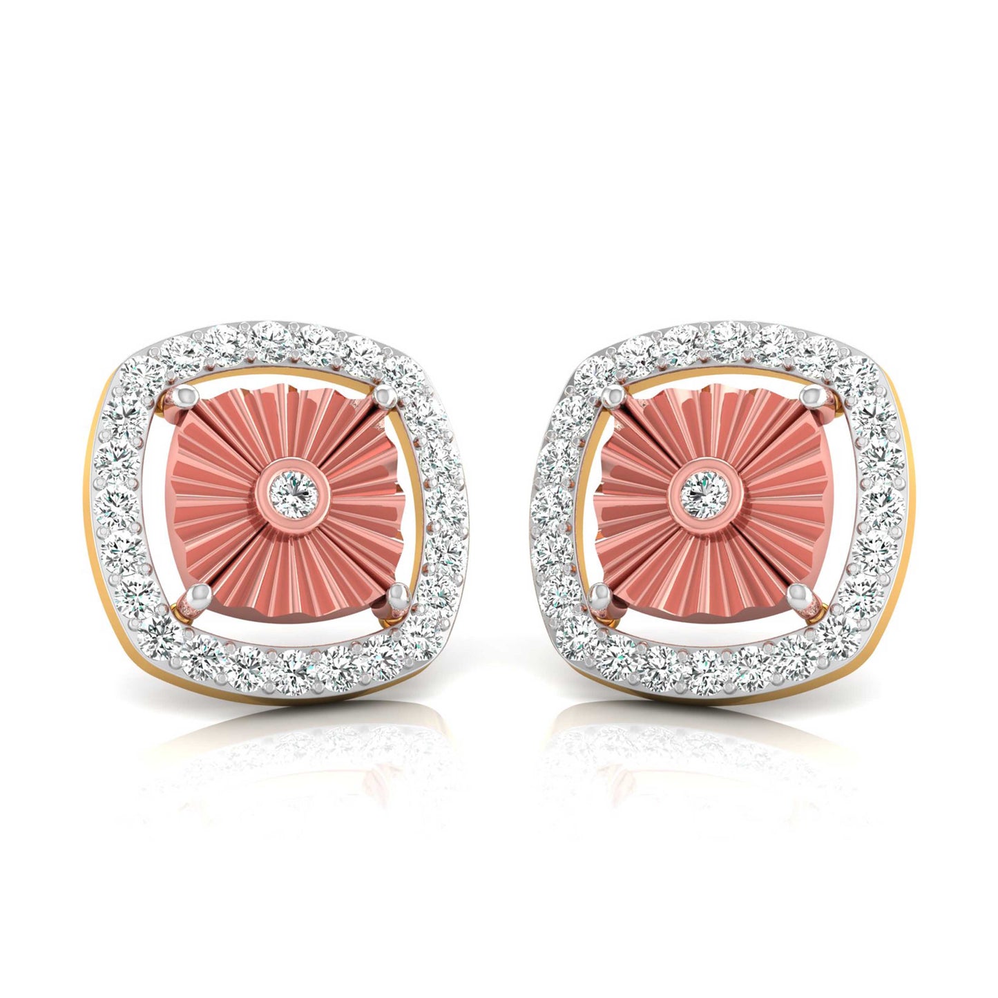 Fluted Cushion Halo Studs