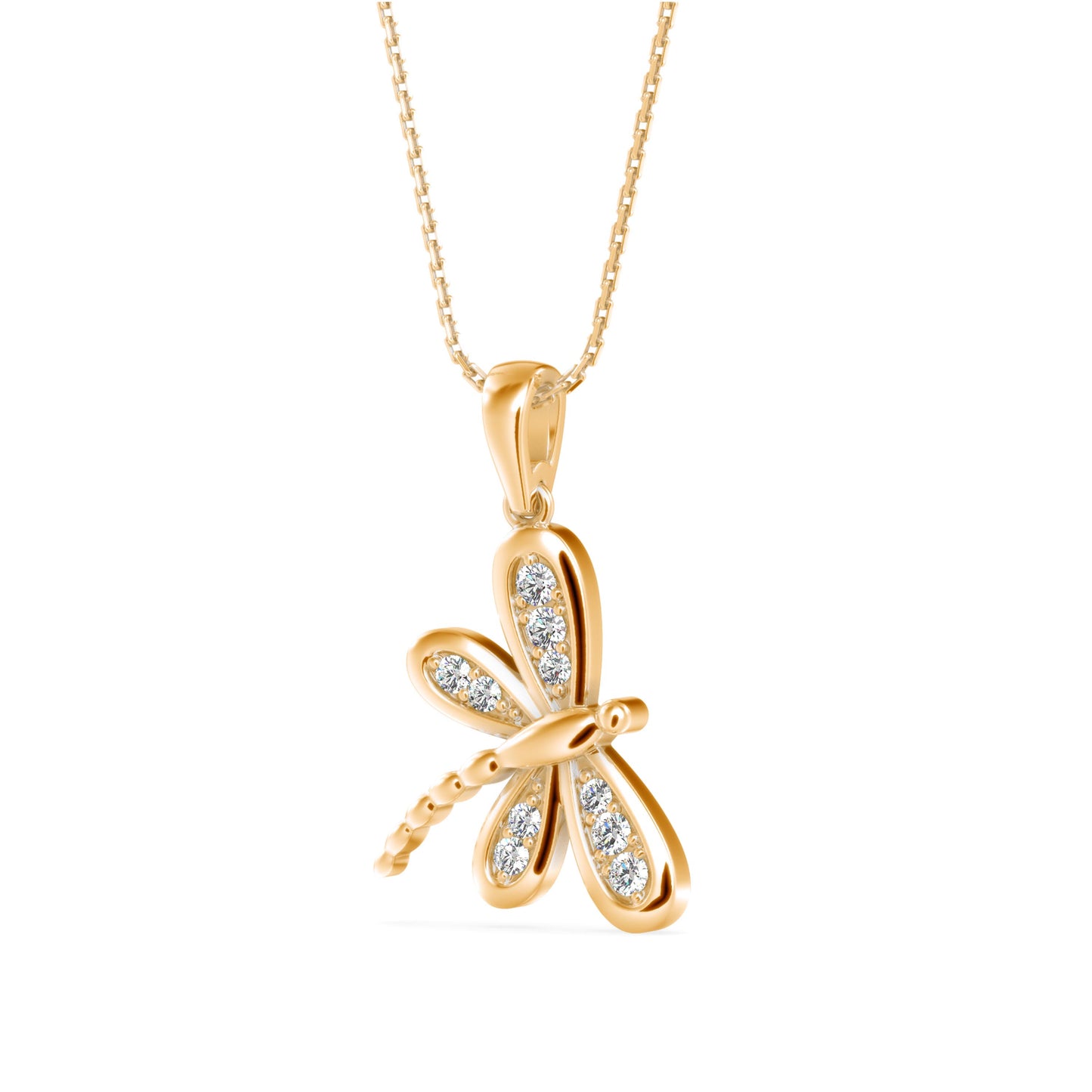 Rose Dragonfly Diamond Pendant