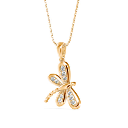 Rose Dragonfly Diamond Pendant