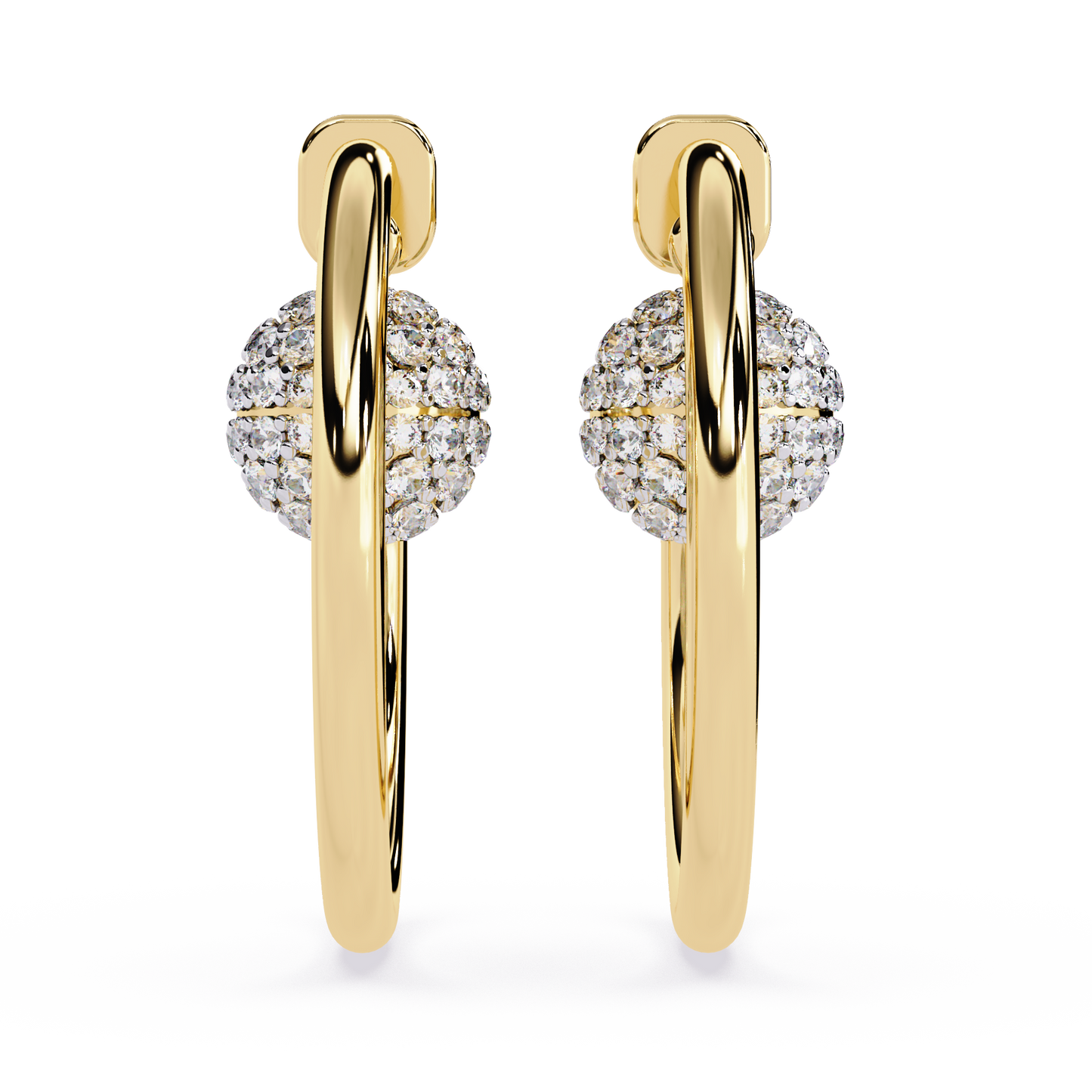 Pavé Sphere Hoop Earrings - Origine Diamonds lab-grown diamond jewellery