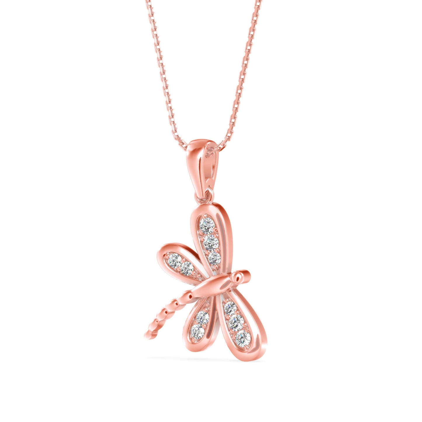 Rose Dragonfly Diamond Pendant