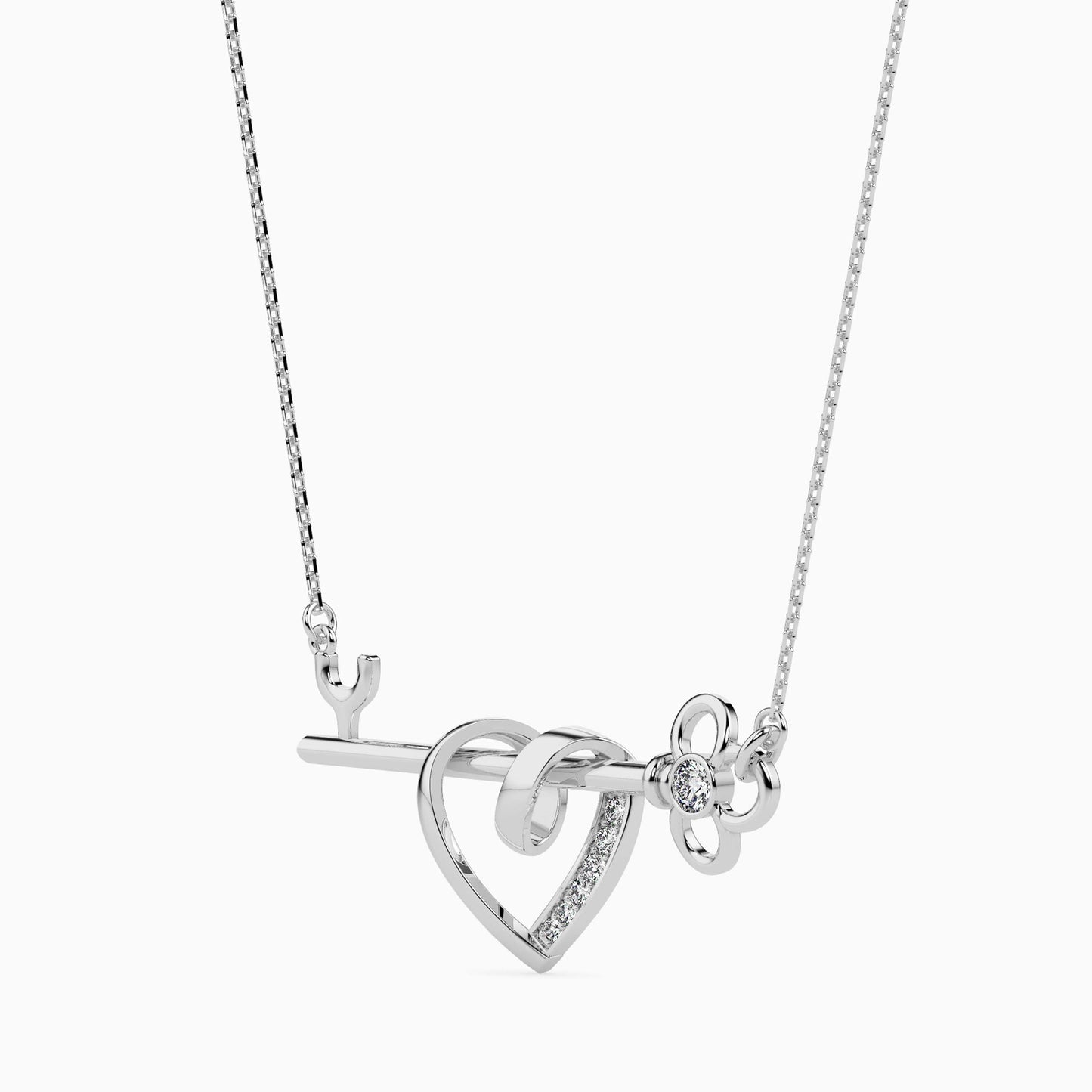 Heart Key Diamond Necklace