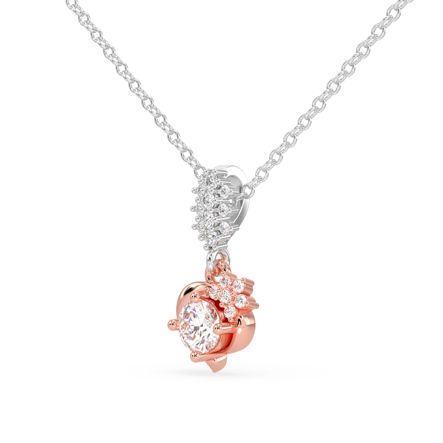Floral Heart Solitaire Pendant