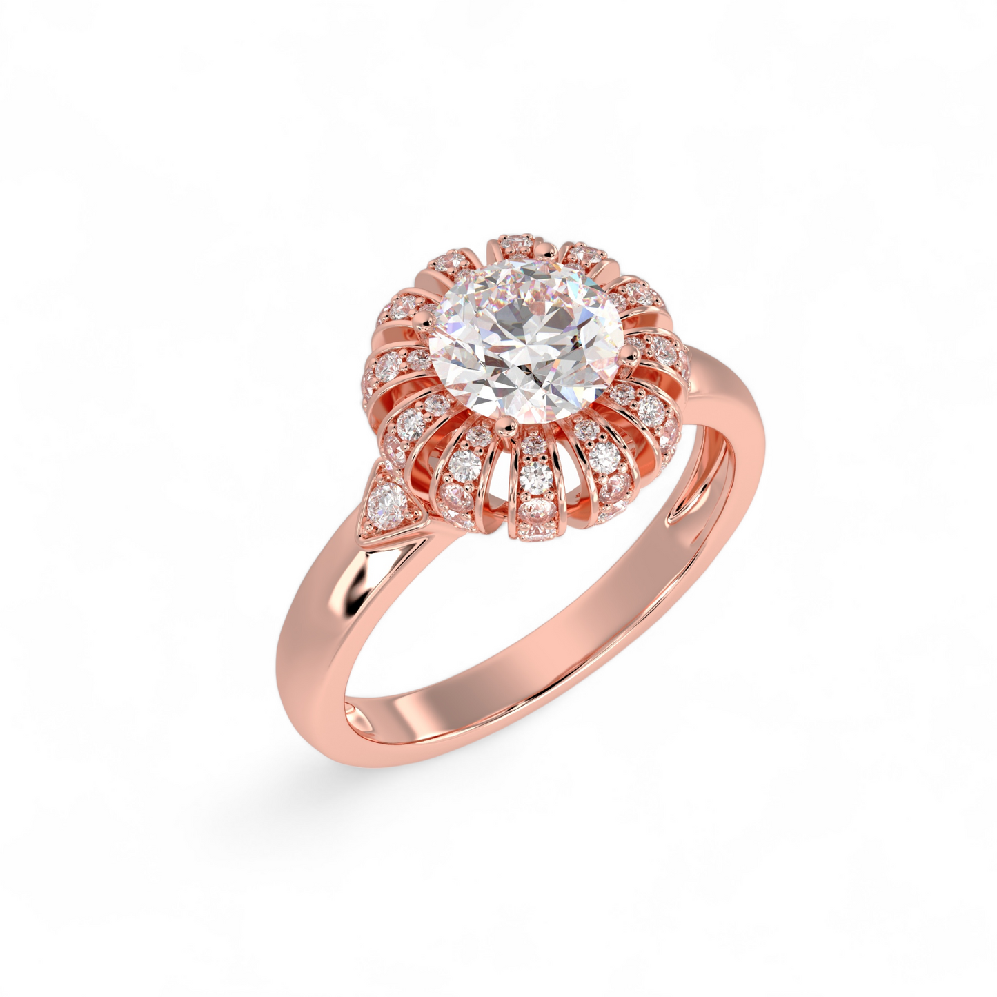 Sunburst Halo Diamond Ring