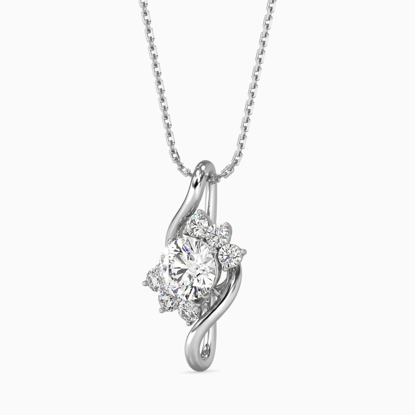 Swirl Accent Solitaire Pendant