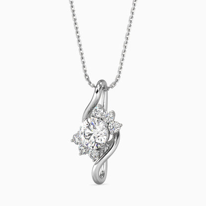 Swirl Accent Solitaire Pendant