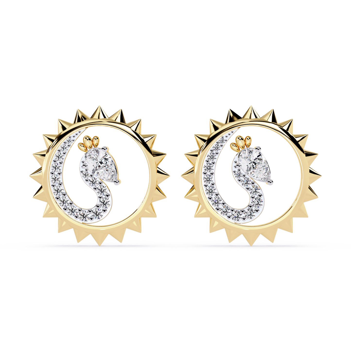Sunburst Peacock Studs - Origine Diamonds lab-grown diamond jewellery