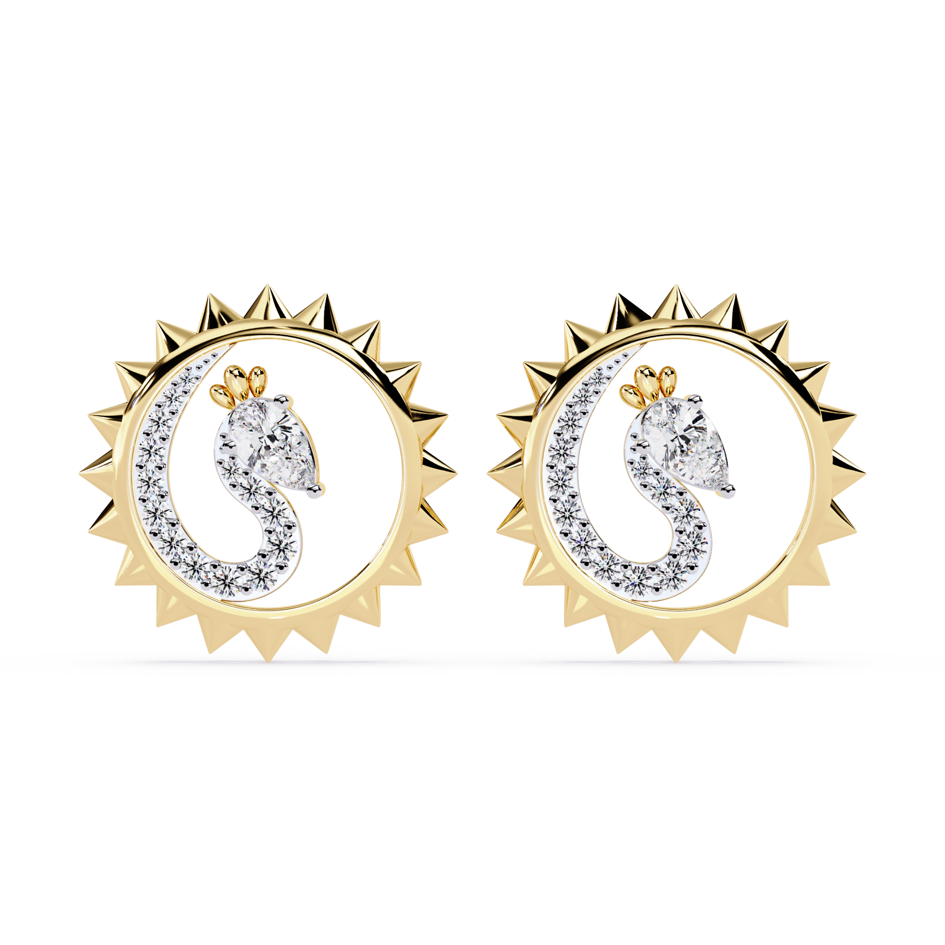 Sunburst Peacock Studs - Origine Diamonds lab-grown diamond jewellery