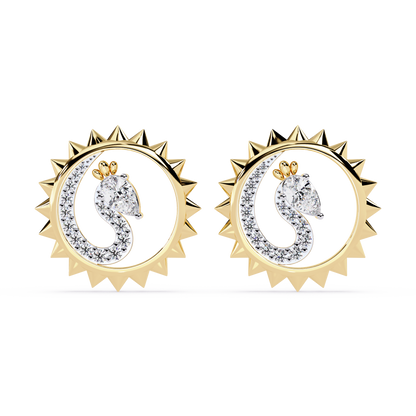 Sunburst Peacock Studs - Origine Diamonds lab-grown diamond jewellery