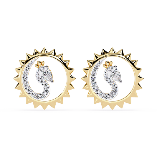 Sunburst Peacock Studs - Origine Diamonds lab-grown diamond jewellery