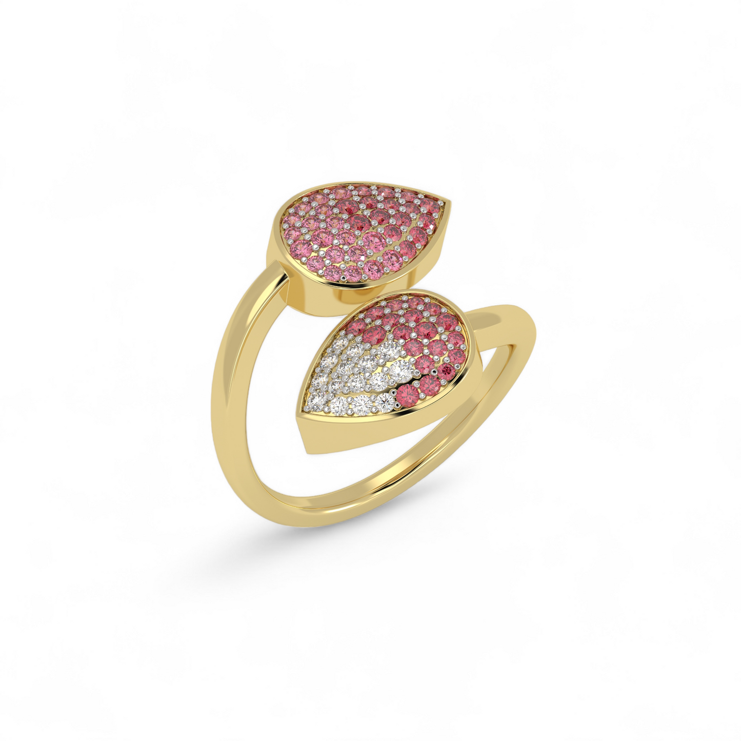Twin Petal Pink Bypass Ring
