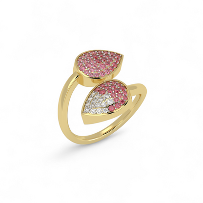 Twin Petal Pink Bypass Ring