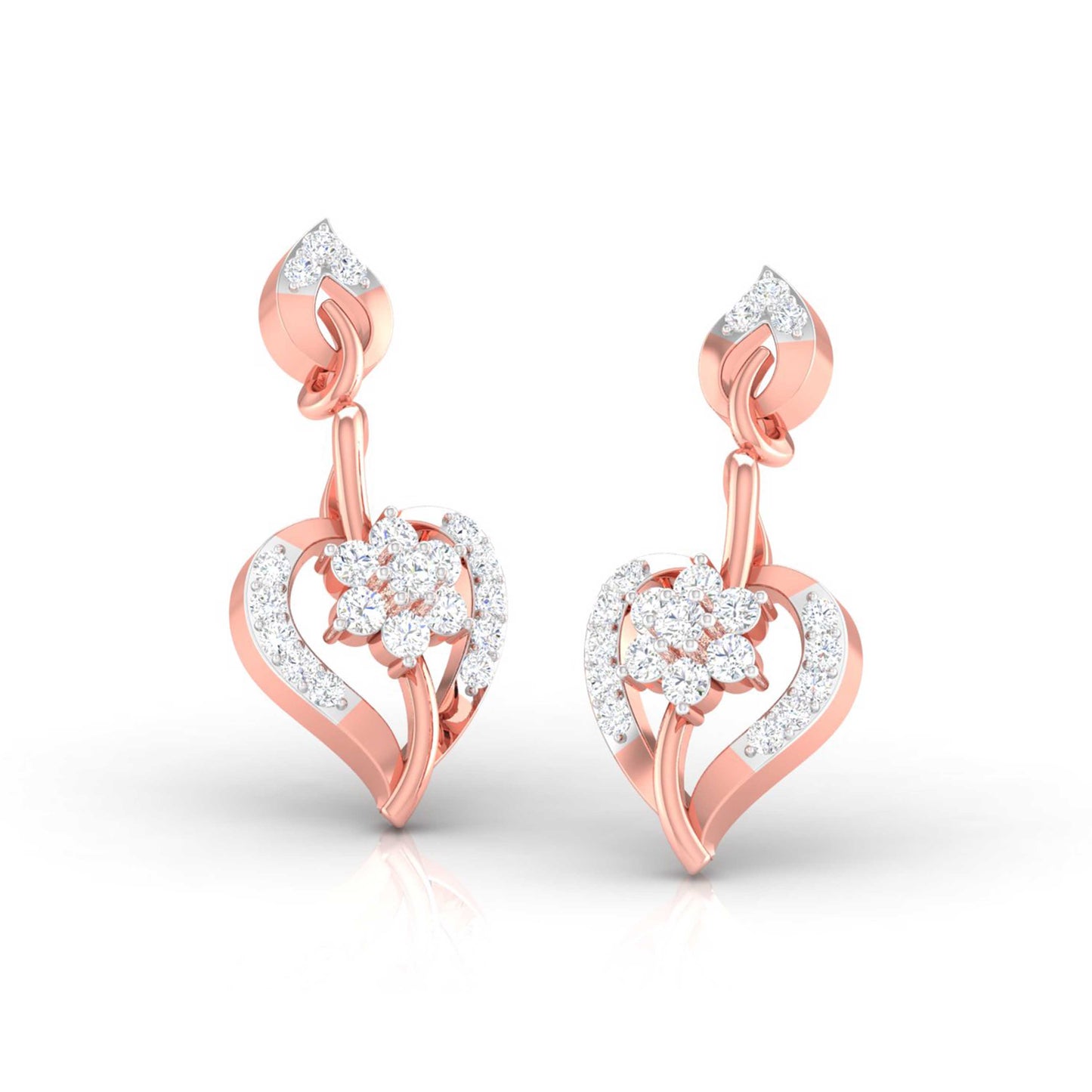 Heart Swirl Blossom Earrings - Origine Diamonds lab-grown diamond jewellery