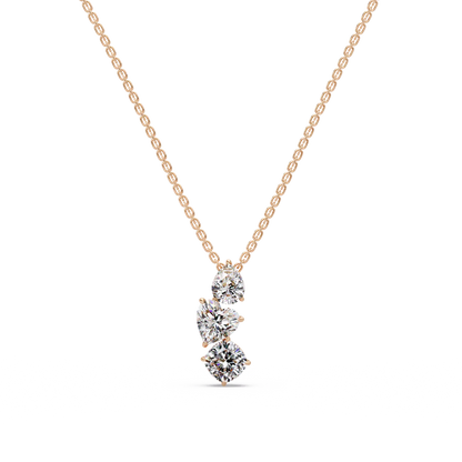 Graduated Trio Heart Chain Pendant - Origine Diamonds lab-grown diamond jewellery