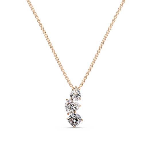 Graduated Trio Heart Chain Pendant - Origine Diamonds lab-grown diamond jewellery