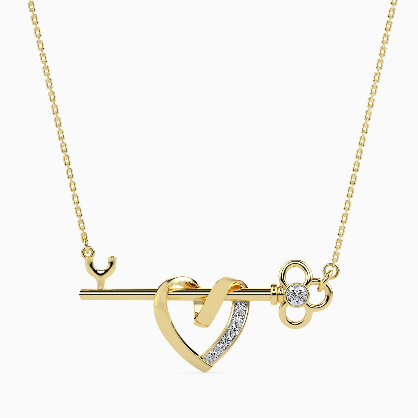 Heart Key Diamond Necklace