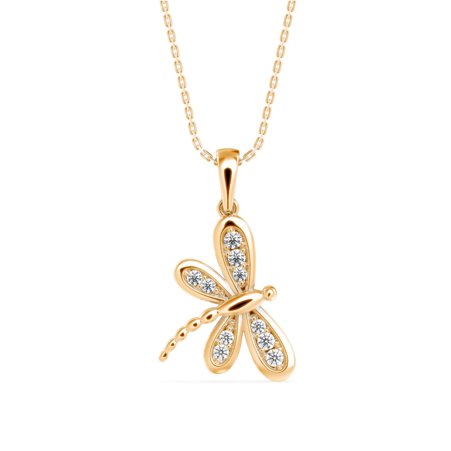 Rose Dragonfly Diamond Pendant