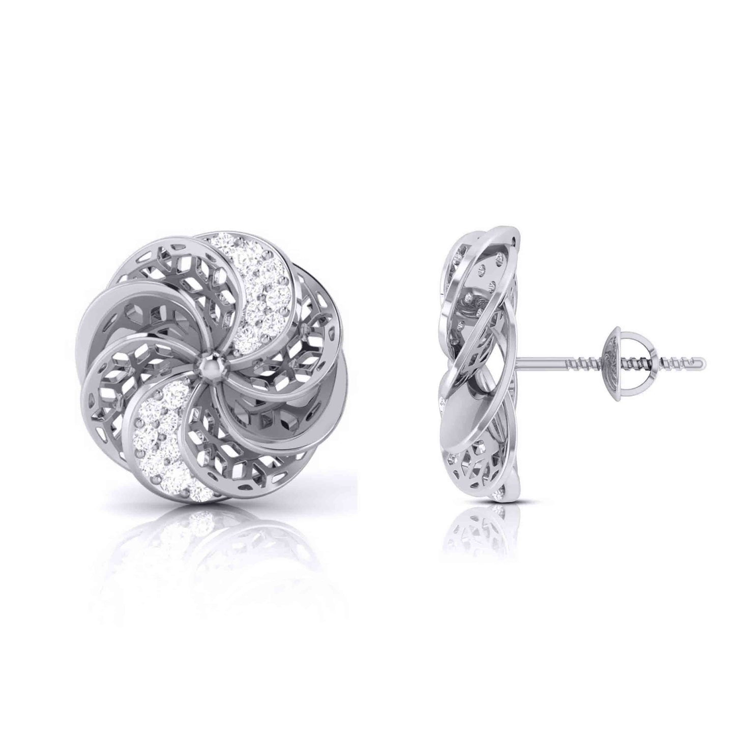 Rose Pinwheel Diamond Studs