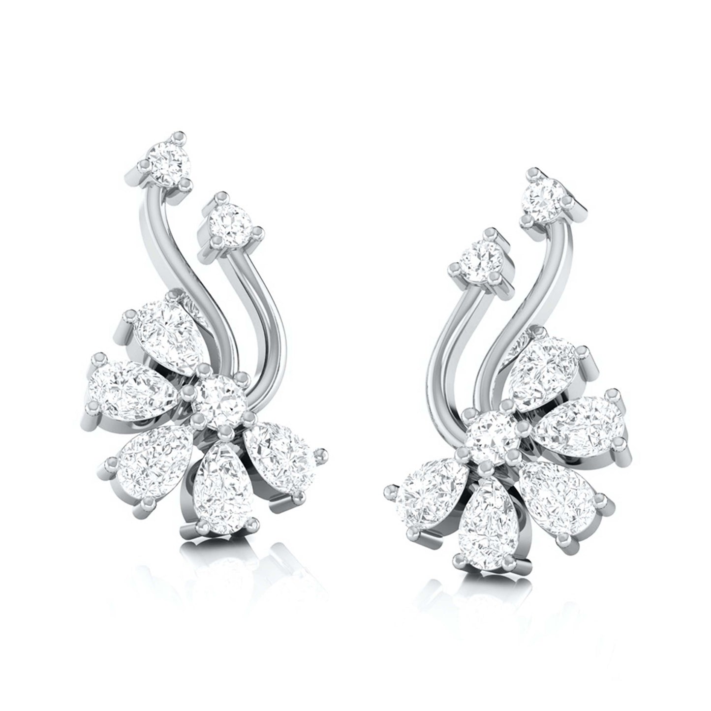 Floral Spray Diamond Earrings