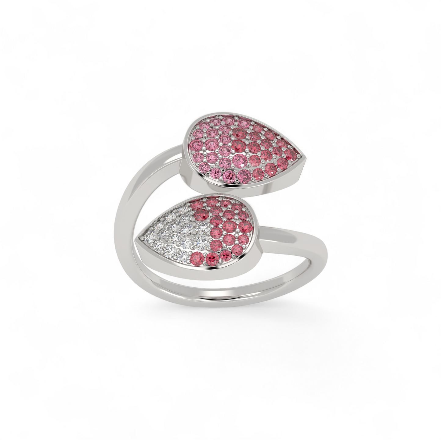 Twin Petal Pink Bypass Ring