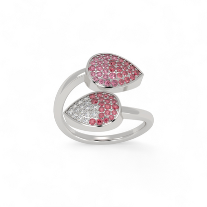 Twin Petal Pink Bypass Ring