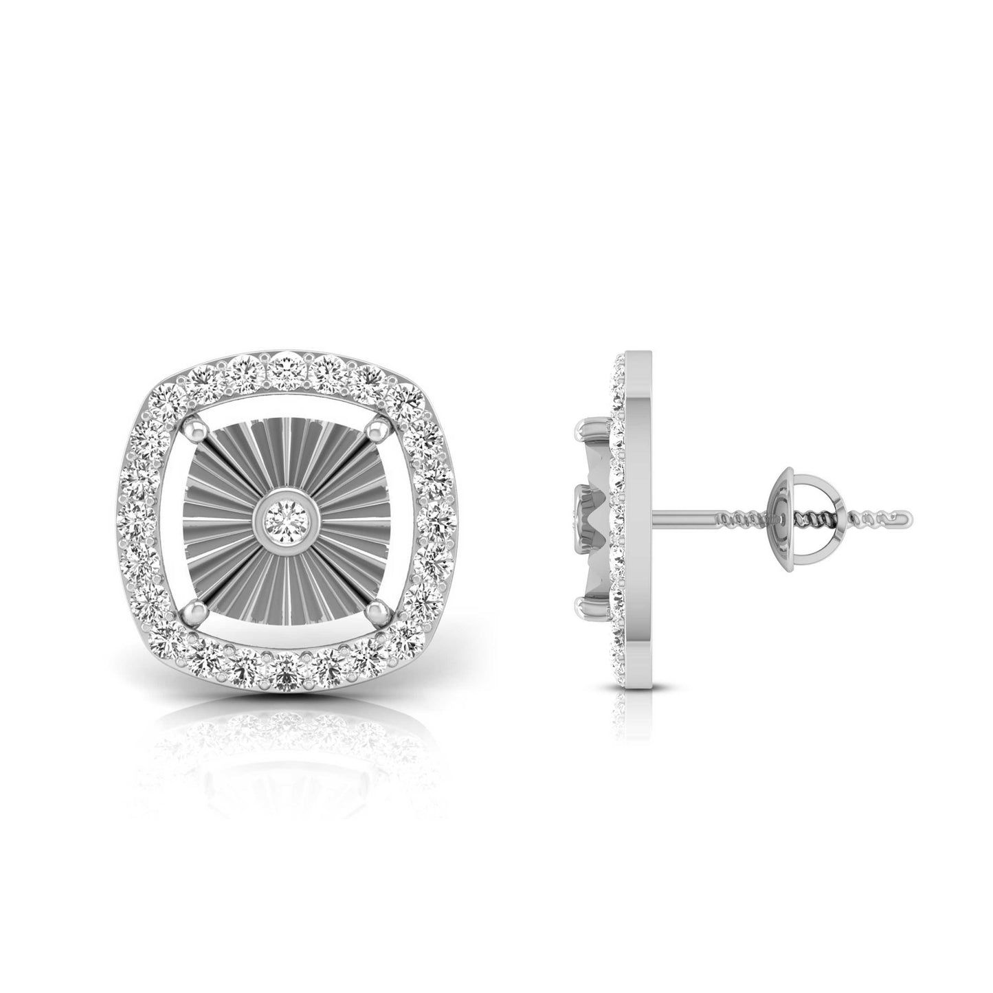 Fluted Cushion Halo Studs