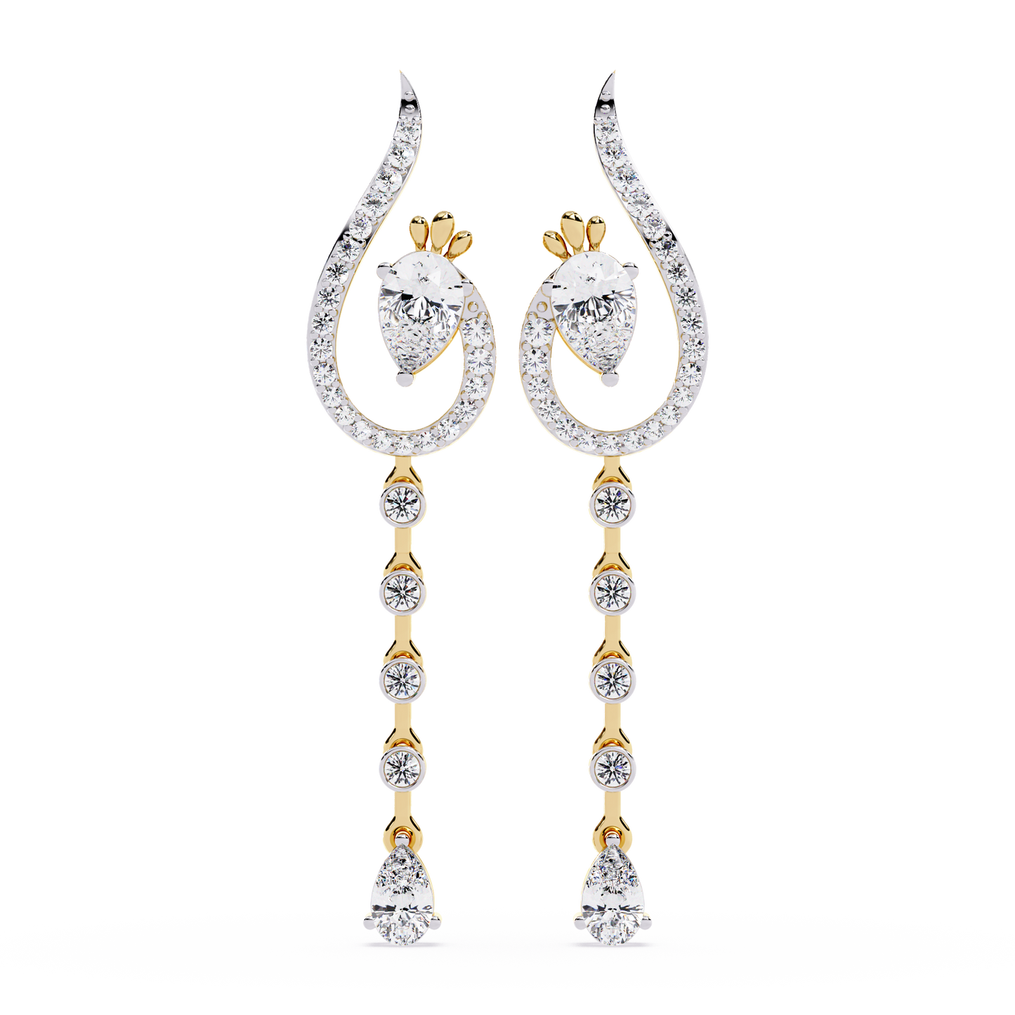 Peacock Cascade Drop Earrings - Origine Diamonds lab-grown diamond jewellery