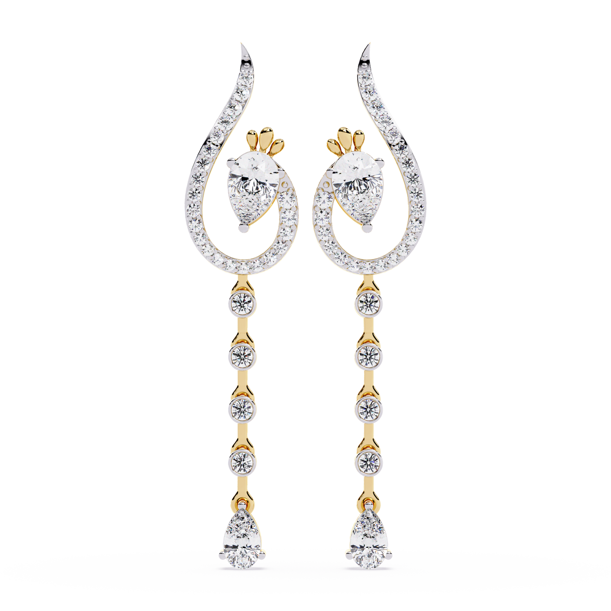 Peacock Cascade Drop Earrings - Origine Diamonds lab-grown diamond jewellery