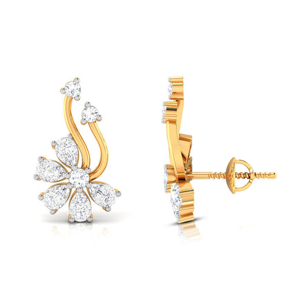 Floral Spray Diamond Earrings